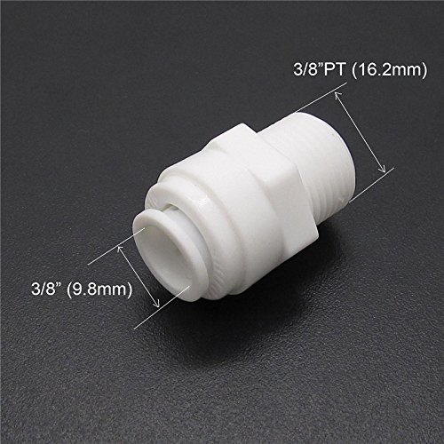 JIUWU JIUWU 3/8 Inch Push to 3/8 Inch PT Thread Male Straight Tube Quick Connect for RO Water Filter Pack of 5 - View 3 of 5