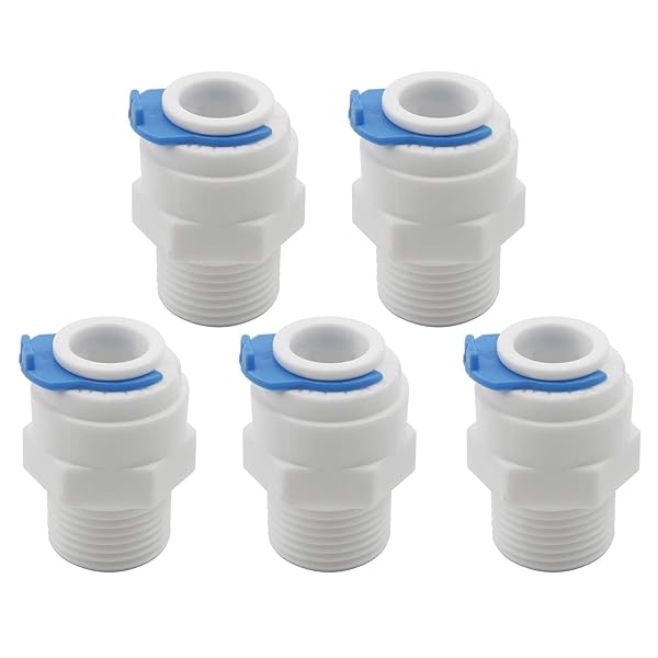 JIUWU JIUWU 3/8 Inch Push to 3/8 Inch PT Thread Male Straight Tube Quick Connect for RO Water Filter Pack of 5