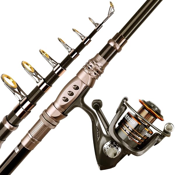 PLUSINNO PLUSINNO Fishing Rod and Reel Combos Carbon Fiber Telescopic Kit for Sea Saltwater and Freshwater Fishing - View 7 of 8