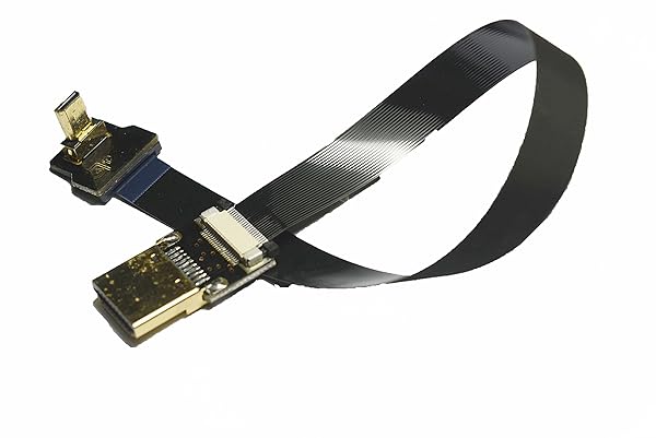 Permanent Permanent Black FFC HDMI 20CM FPV HDMI Cable Micro HDMI Male 90 Degree Angled to Standard HDMI Male Full HDMI Normal HDMI for panasonic lumix GH4 blackmagic BMPCC Sony Alpha Sony A5000 A6000 A7S A7R - View 4 of 9