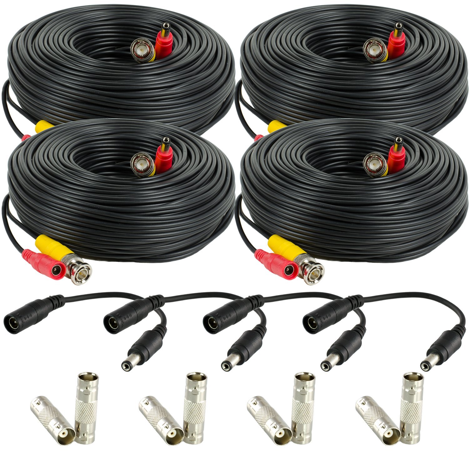 Amcrest 4-Pack 100 Feet Pre-Made Siamese BNC Video and Power CCTV Security Camera Cable for 960H and HD-CVI Camera and DVR