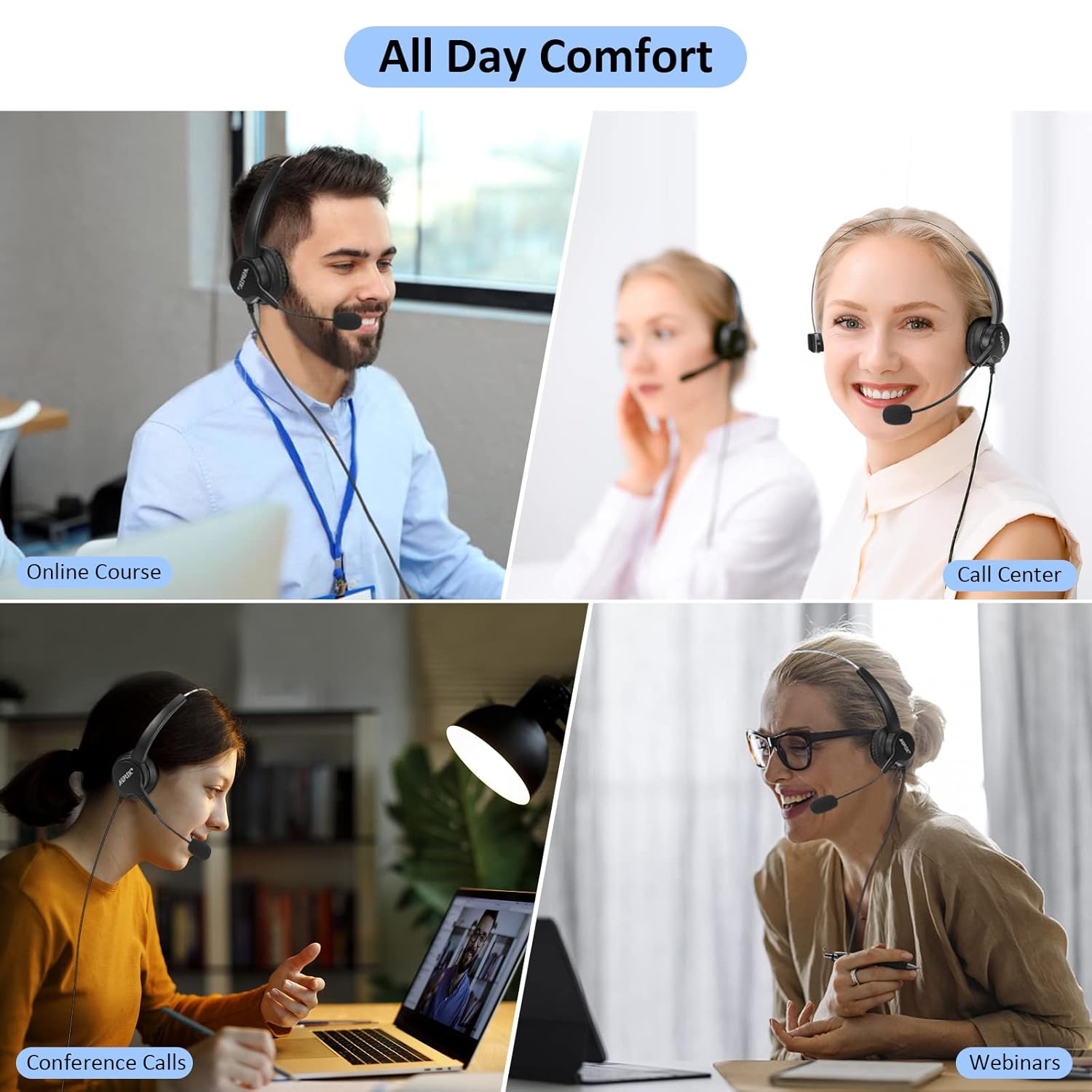 AGPTEK AGPTEK Hands-Free Call Center Noise Cancelling USB Headset with Microphone for PC Volume Control Corded Monaural Headphone - View 7 of 7