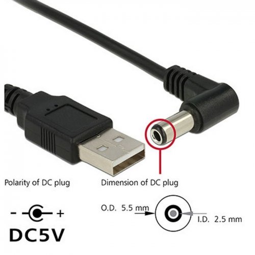 cablecc Buy Cablecc USB 2.0 A Type Male to Right Angle 5.5x2.5mm DC Power Plug Charge Cable - Fast Shipping! - View 6 of 8