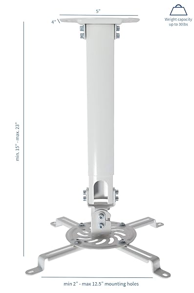 VIVO VIVO Universal Extending Ceiling Projector Mount - Height Adjustable, White MOUNT-VP02W for Optimal Projection - View 5 of 7