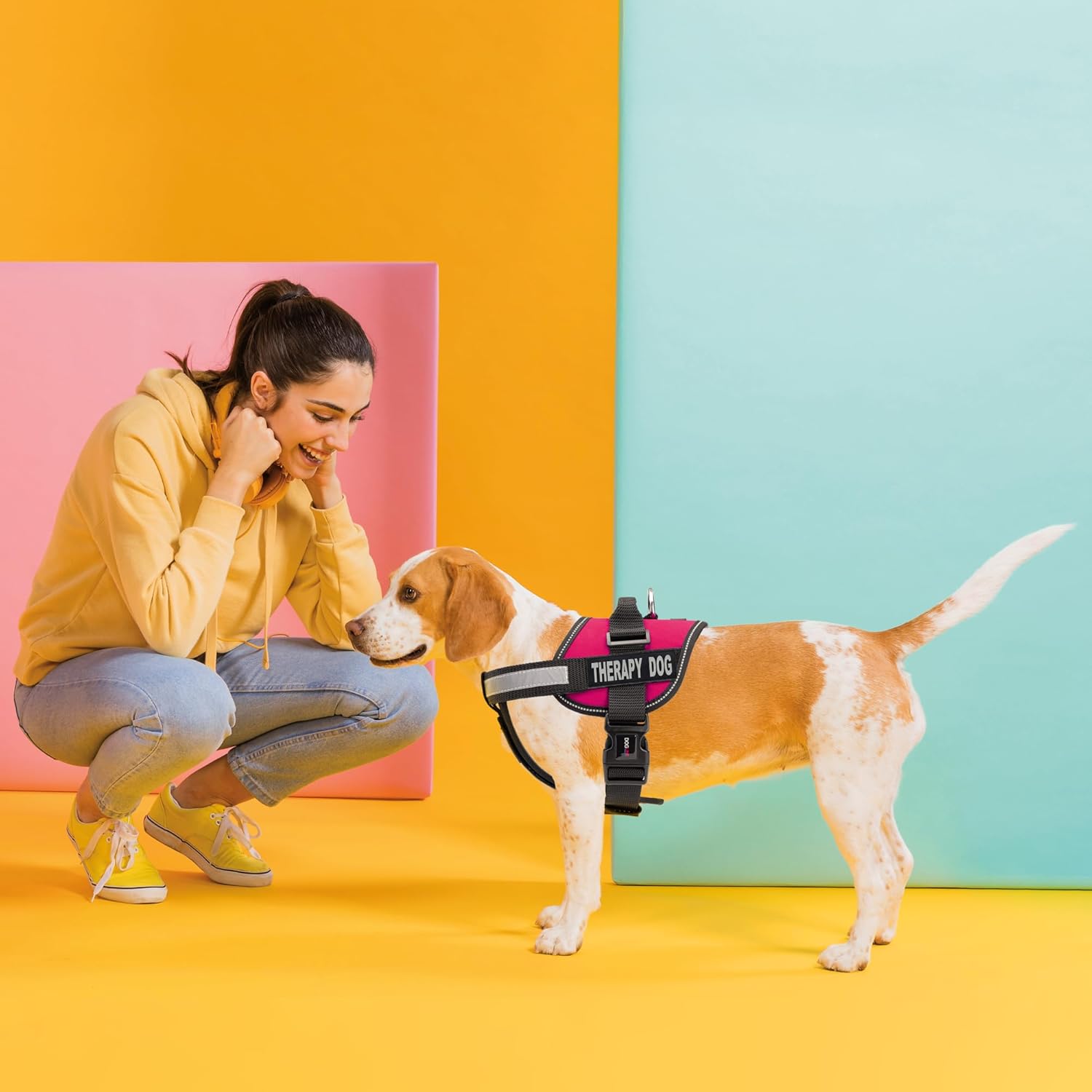 Dogline Dogline Pink Vest Harness for Dogs with 2 Removable Therapy Dog Patches Small Size 18 to 25 Inches - View 6 of 9