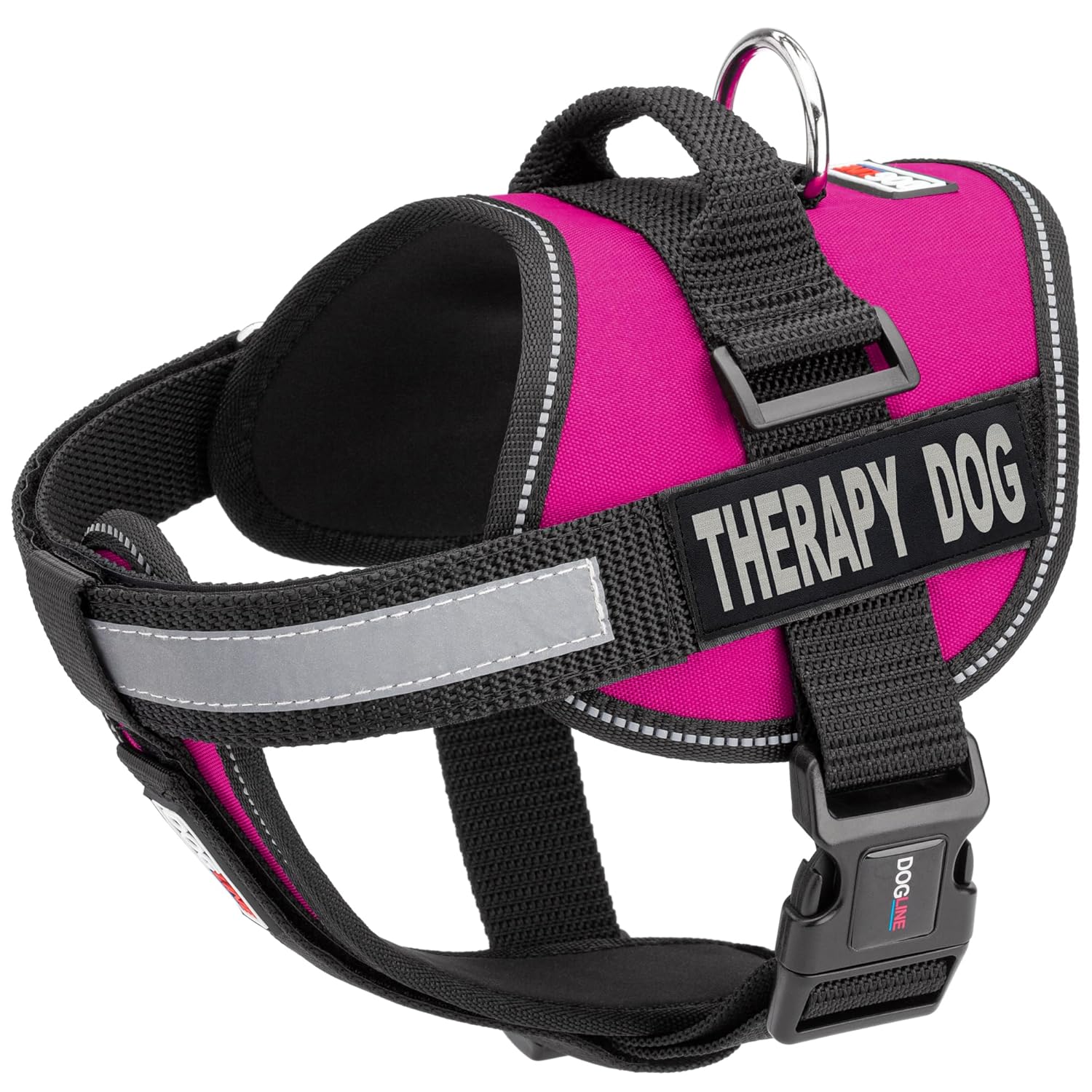 Dogline Dogline Pink Vest Harness for Dogs with 2 Removable Therapy Dog Patches Small Size 18 to 25 Inches