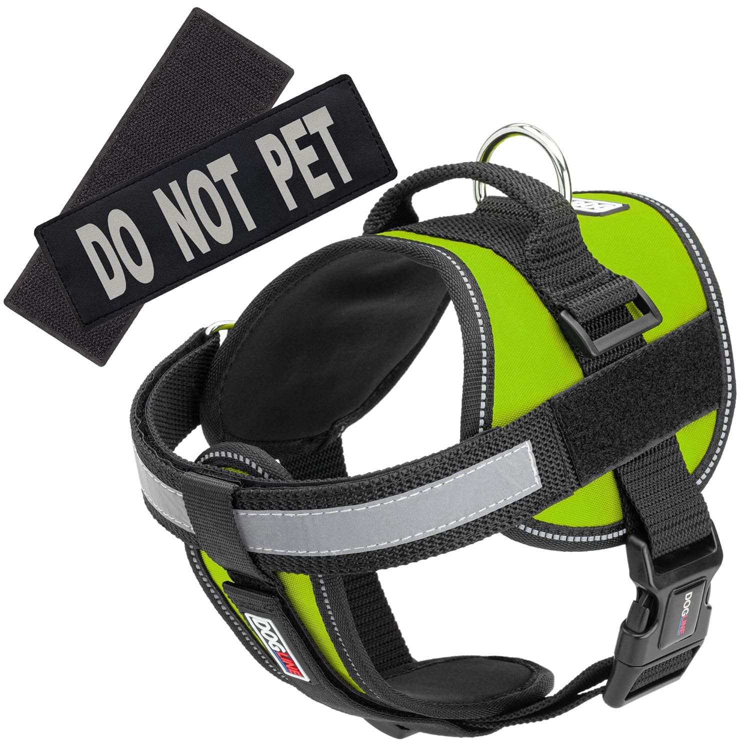 Dogline Dogline X-Large Vest Harness for Dogs with 2 Removable Do Not Pet Patches in Green 36 to 46 Inches - View 4 of 9