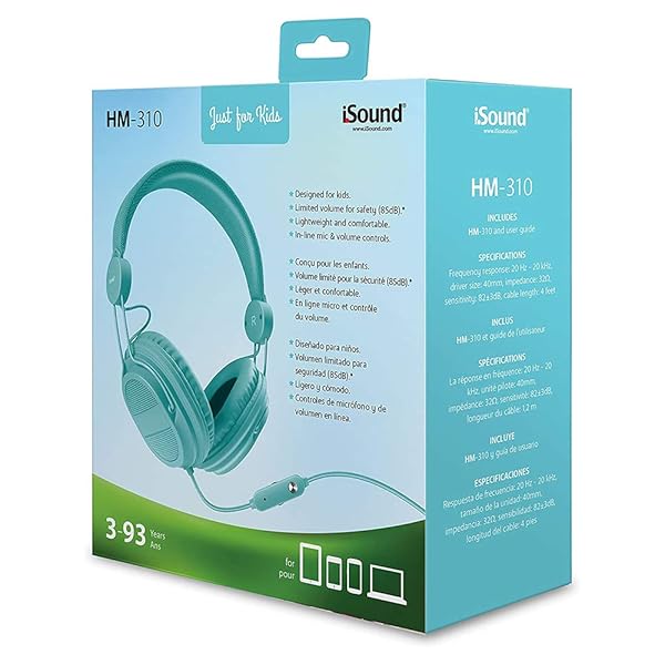 iSound iSound DGHP-5537 Kid Friendly Headphones with Mic and Volume Control in Turquoise for Safe Listening - View 5 of 5