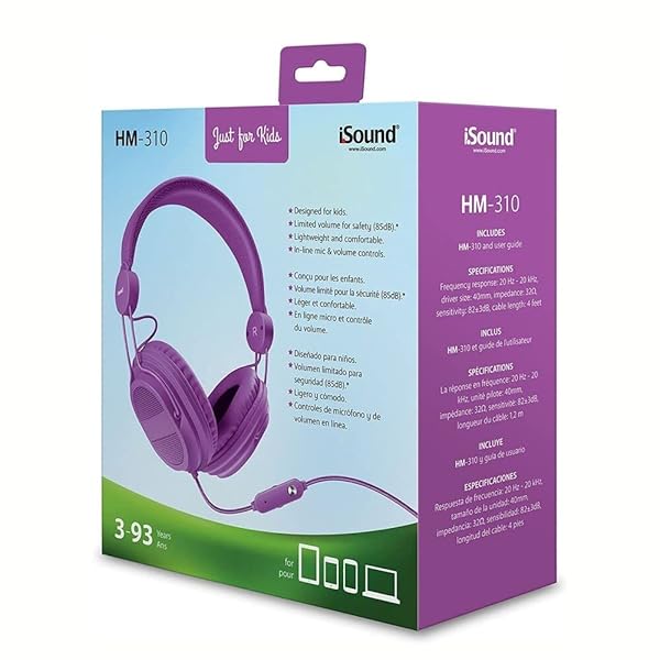 iSound iSound DGHP-5540 Kid Friendly Headphones with Mic and Volume Control in Purple - View 4 of 6