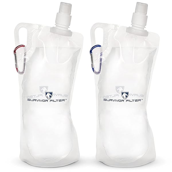 Survivor Filter Survivor Filter 1L Collapsible Water Bottles - BPA-Free, Travel & Hiking Essential, 2 x 33oz