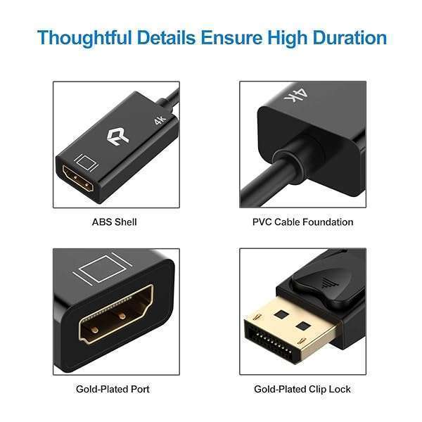 Rankie Rankie DisplayPort to HDMI Adapter - 4K Converter with Audio, Black | High-Quality DP to HDMI Solution - View 3 of 7