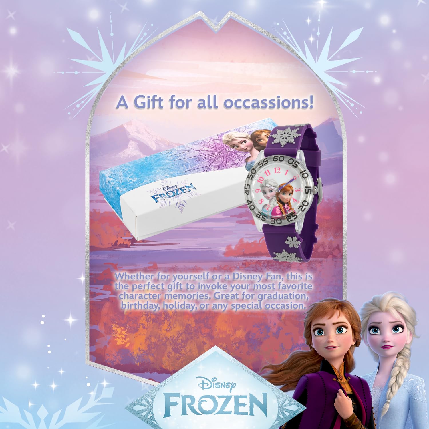 Disney Kids Frozen Elsa Anna Time Teacher Analog Quartz Purple Watch - View 6 of 6