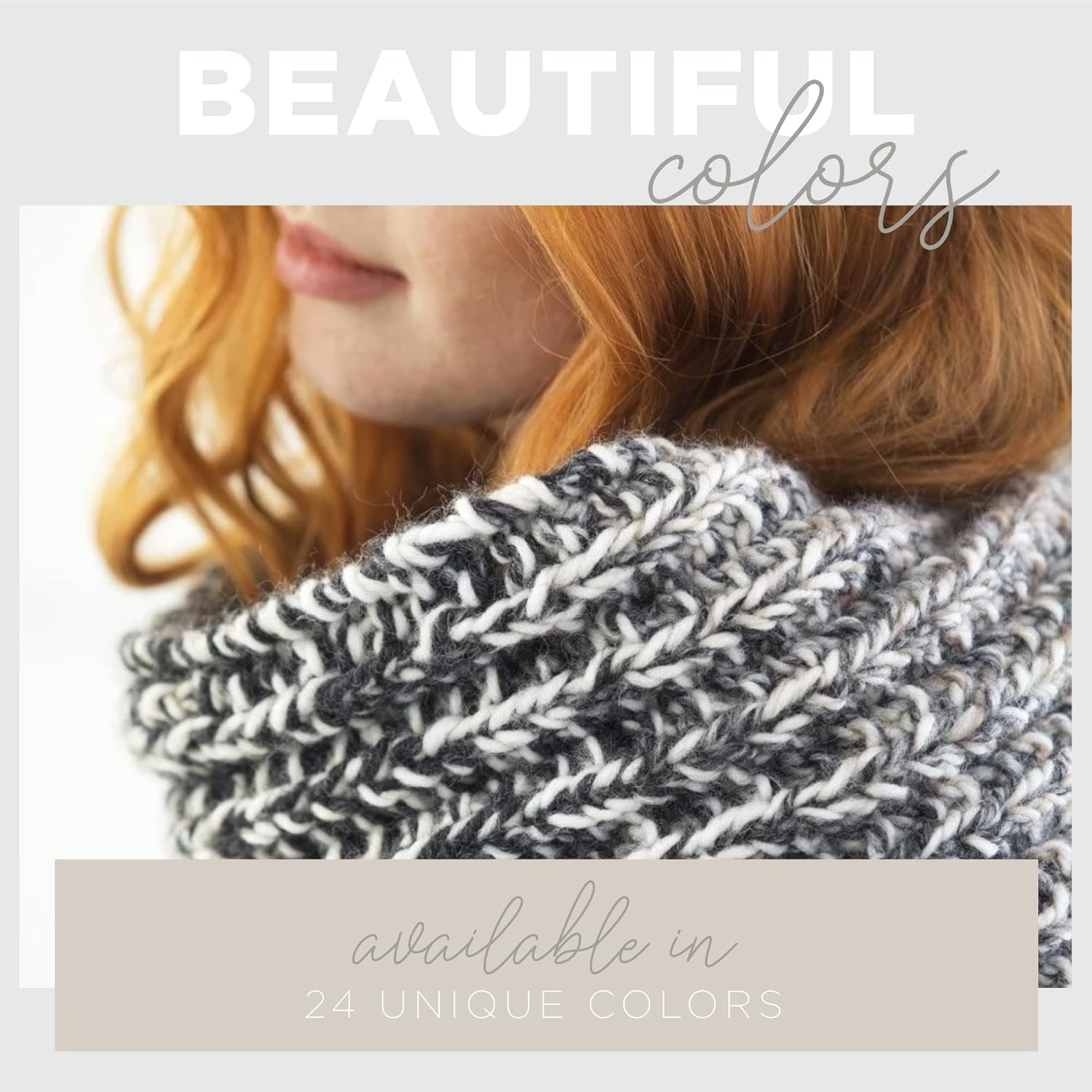 Lion Brand Yarn Lion Brand Yarn Scarfie Bulky Yarn 1 Skein Cream Black Ideal for Knitting and Crocheting Projects - View 3 of 9