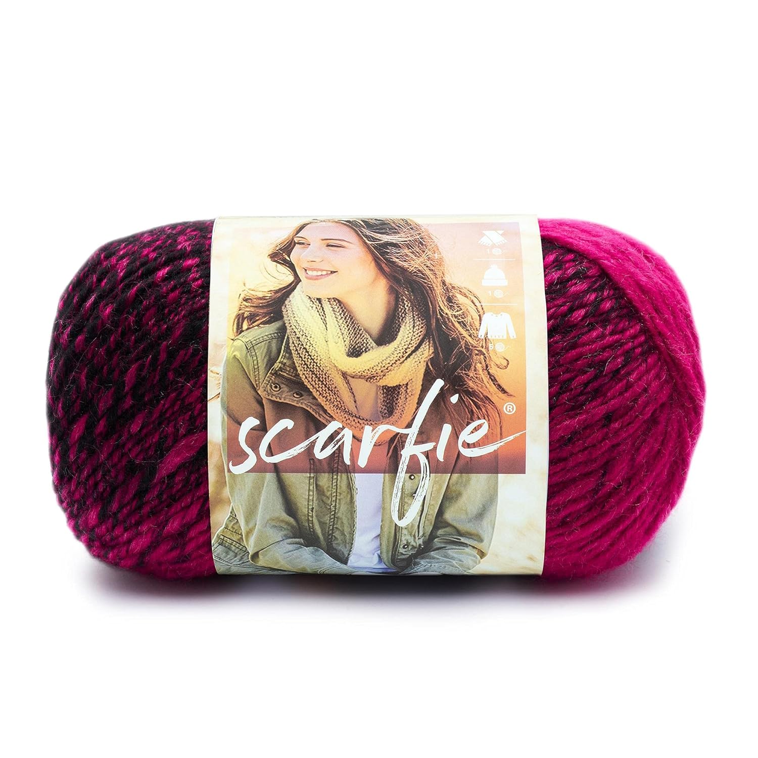 Lion Brand Yarn Lion Brand Yarn Scarfie Bulky Yarn 1 Skein Cream Black Ideal for Knitting and Crocheting Projects - View 9 of 9