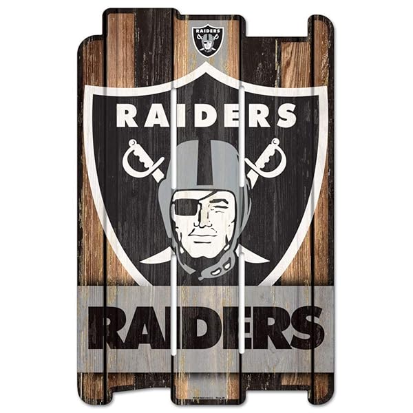 WinCraft Shop NFL Oakland Raiders Black Wood Fence Sign - Perfect for Fans & Decor!