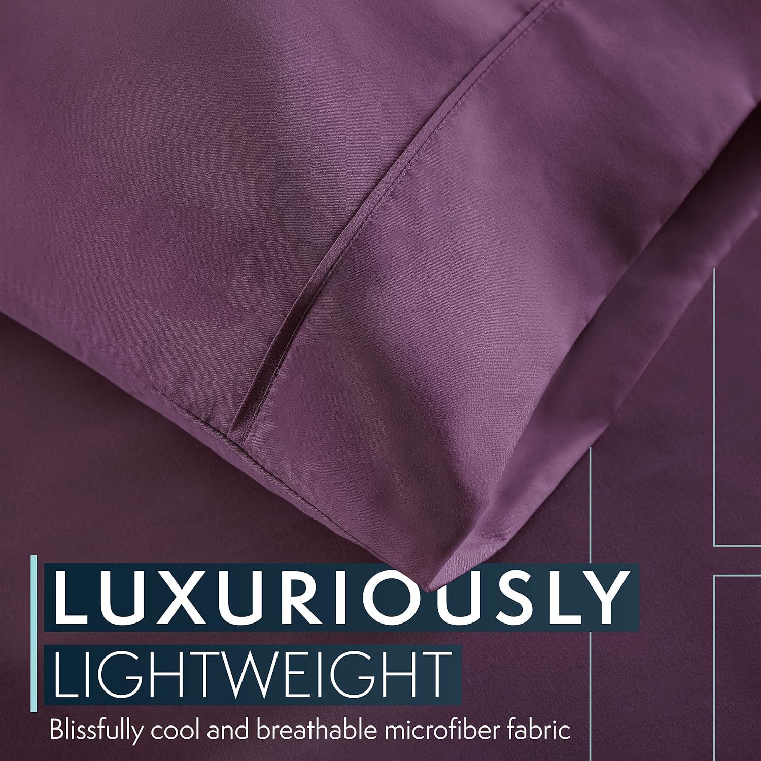 HC COLLECTION HC COLLECTION Twin Sheets Set - 3pc Soft Microfiber Bed Sheets & Pillowcases, Machine Washable, Deep Pockets, Purple - All Season Comfort - View 3 of 9