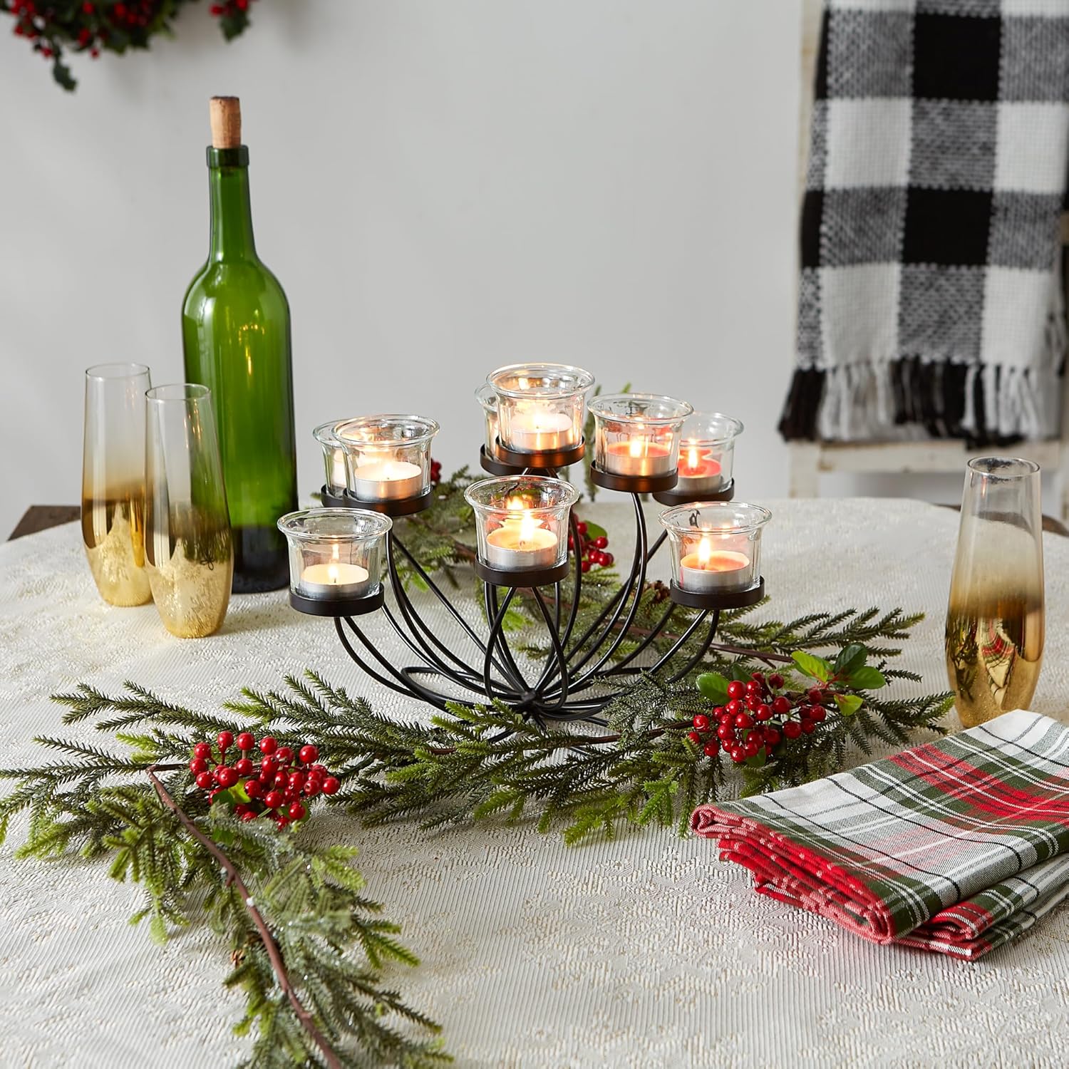 Zingz & Thingz Home Decor Iron Bloom Candle Centerpiece for Elegant Living Room Ambiance and Stylish Table Decoration - View 5 of 7