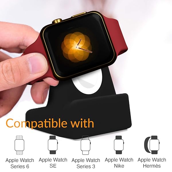 Orzly Orzly Compact Stand for Apple Watch Charger with Cable Management Compatible with Series 1 2 3 4 38mm 40mm 42mm 44mm Black - View 3 of 10