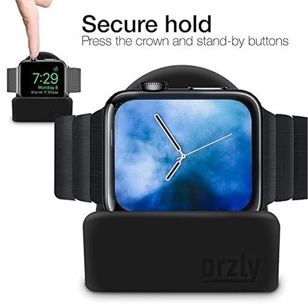 Orzly Orzly Compact Stand for Apple Watch Charger with Cable Management Compatible with Series 1 2 3 4 38mm 40mm 42mm 44mm Black - View 7 of 10