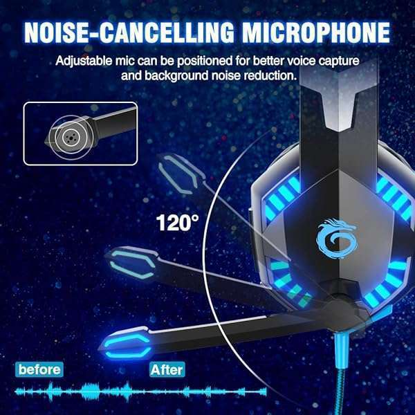 VersionTECH. VersionTECH G2000 Gaming Headset: Noise Cancelling, LED Lights, Compatible with PS5, Xbox, PC & More - View 4 of 9