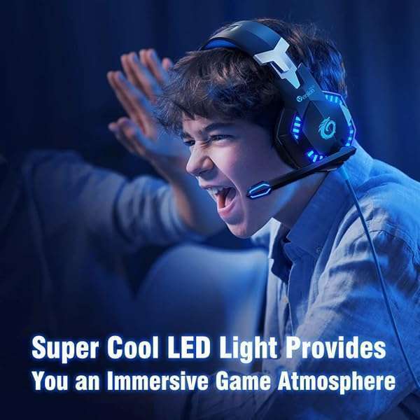 VersionTECH. VersionTECH G2000 Gaming Headset: Noise Cancelling, LED Lights, Compatible with PS5, Xbox, PC & More - View 7 of 9