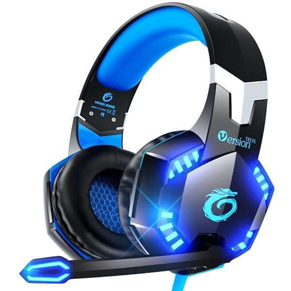 VersionTECH. VersionTECH G2000 Gaming Headset: Noise Cancelling, LED Lights, Compatible with PS5, Xbox, PC & More