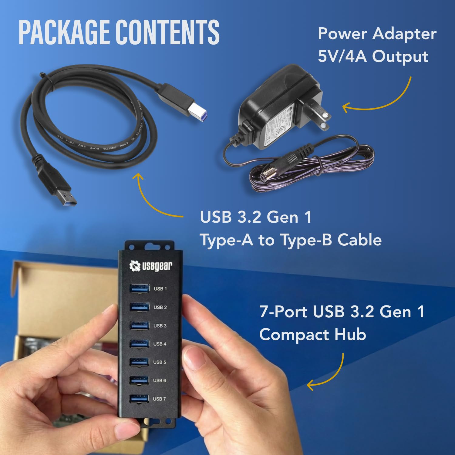 USBGear 7 Port USB 3.2 Gen 1 Charging and SuperSpeed Mountable Data Hub for Fast Data Transfer and Efficient Charging - View 8 of 9