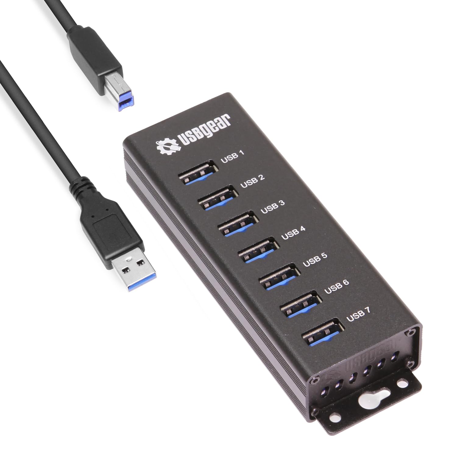 USBGear 7 Port USB 3.2 Gen 1 Charging and SuperSpeed Mountable Data Hub for Fast Data Transfer and Efficient Charging