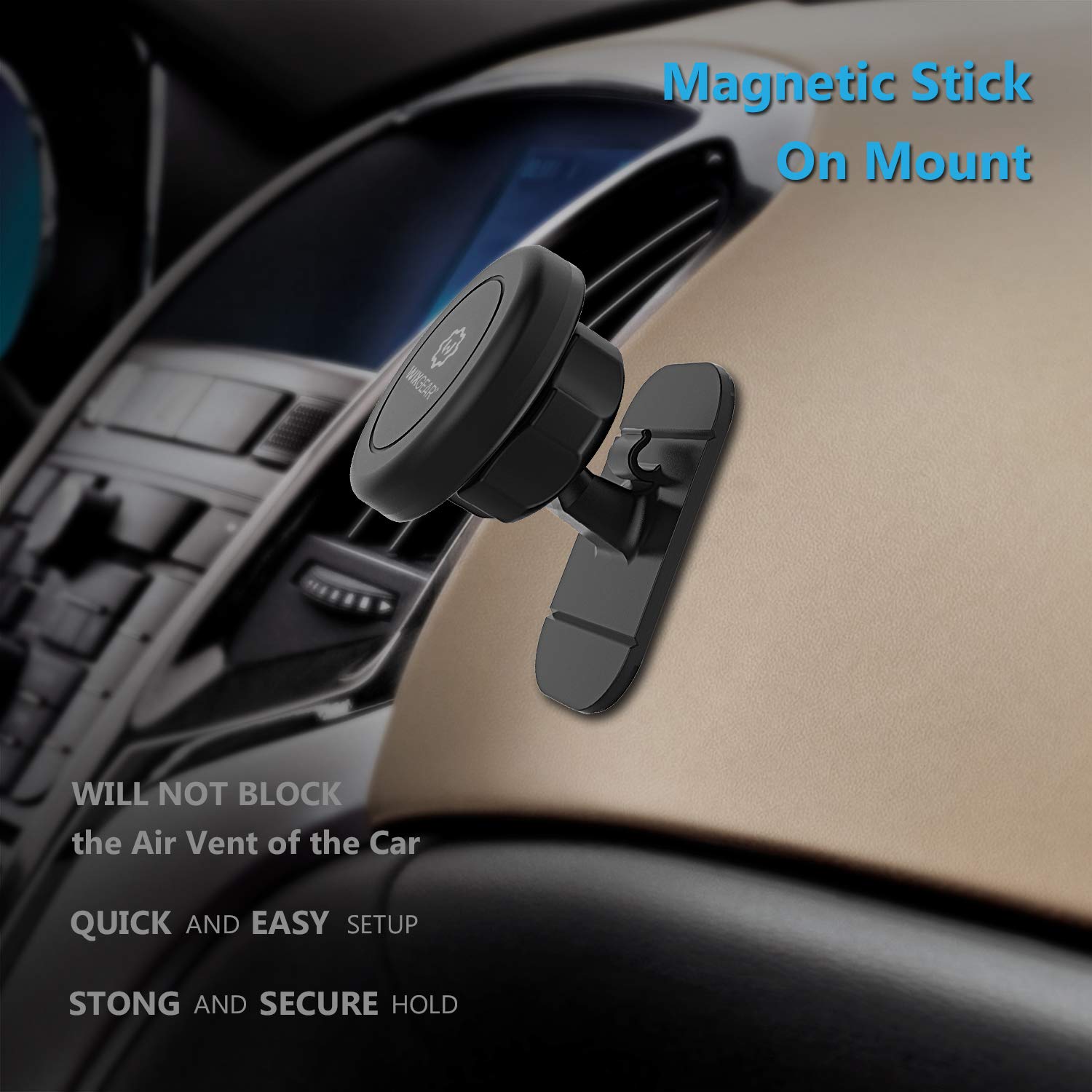 WizGear Universal Dashboard Magnetic Car Mount Holder for Cell Phones and Mini Tablets - View 3 of 7