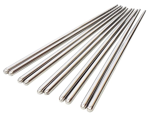 Happy Sales Happy Sales HSCS-SPL01 5 Pairs Stainless Steel Chopsticks Plain Durable and Elegant for Everyday Use