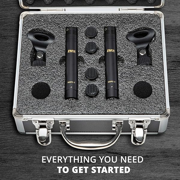 LyxPro LyxPro SDPC-2 Stereo Pair Pencil Condenser Microphones with Interchangeable Omni Cardioid Super Cardioid Capsules - View 9 of 9