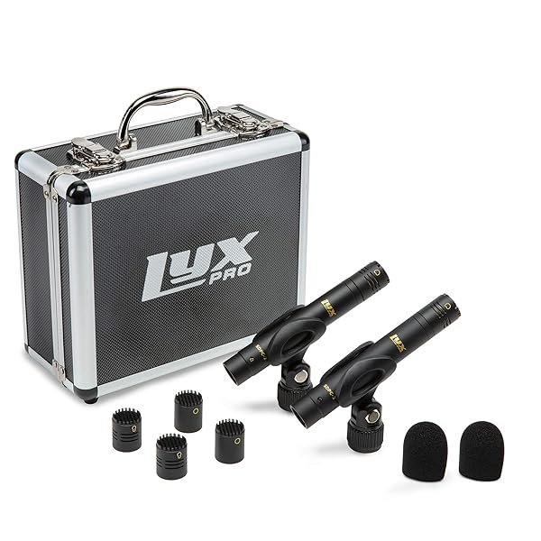 LyxPro LyxPro SDPC-2 Stereo Pair Pencil Condenser Microphones with Interchangeable Omni Cardioid Super Cardioid Capsules