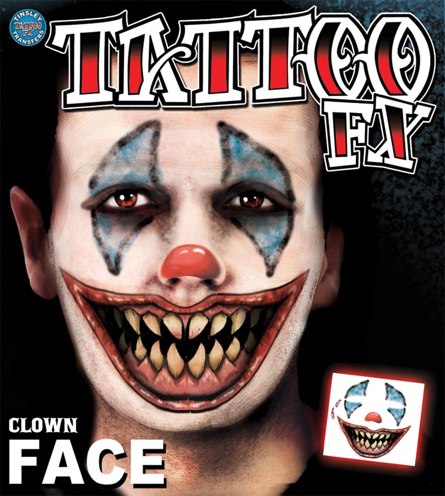 Epic Armoury Tinsley Transfers Clown Face Tattoo for Adults Perfect Costume Accessory