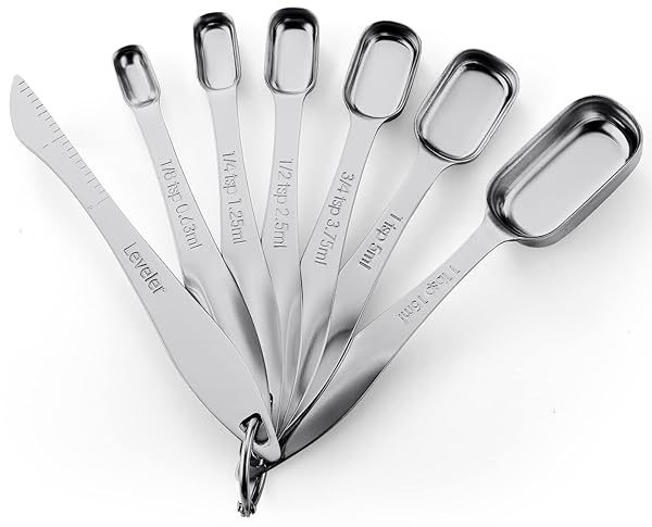 Spring Chef Spring Chef Stainless Steel Measuring Spoons Set of 7 - Perfect for Baking & Cooking with Leveler & Nesting Design