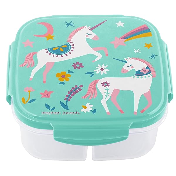Stephen Joseph Stephen Joseph Unicorn Snack Box with Ice Pack 3 Compartments Reusable Travel Meals Removable Ice Pack