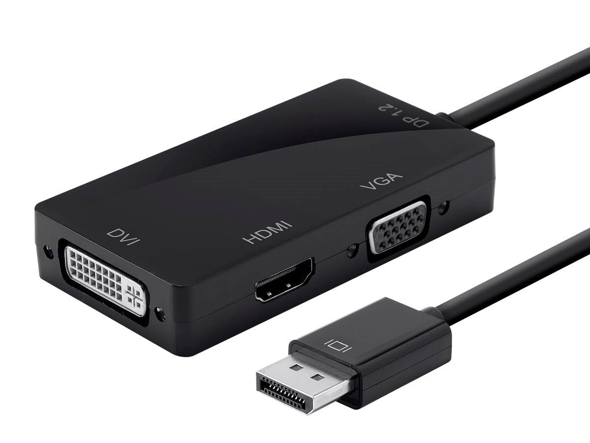 Monoprice DisplayPort 1.2a to 4K HDMI Dual Link DVI VGA Passive Adapter for 4K Resolutions Black