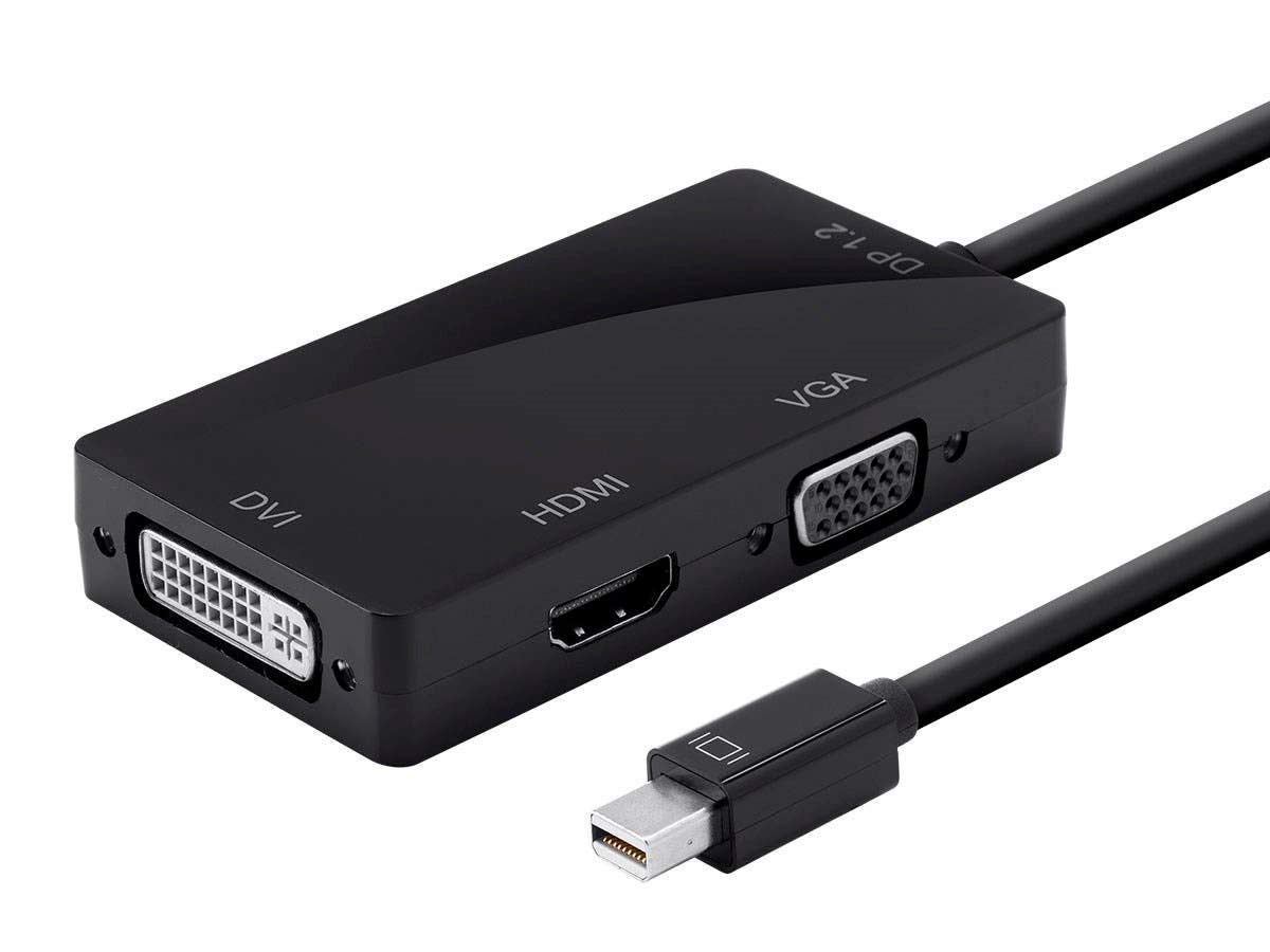 Monoprice Mini DisplayPort 1.2a Thunderbolt to 4K HDMI DVI VGA Passive Adapter Black