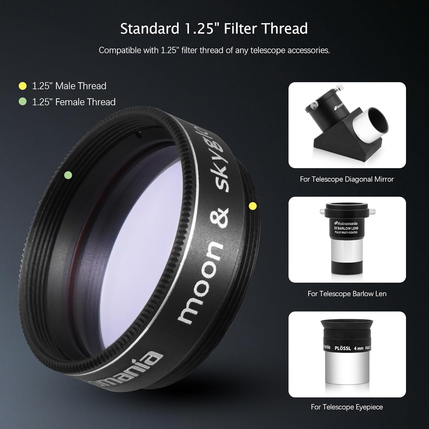 Astromania Astromania 125 Inch Moon Skyglow Filter for Enhanced Astronomy Viewing - View 4 of 7