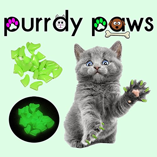 Purrdy Paws Purrdy Paws 40 Pack Soft Nail Caps for Cats Green Glow in the Dark Medium Size - View 4 of 8