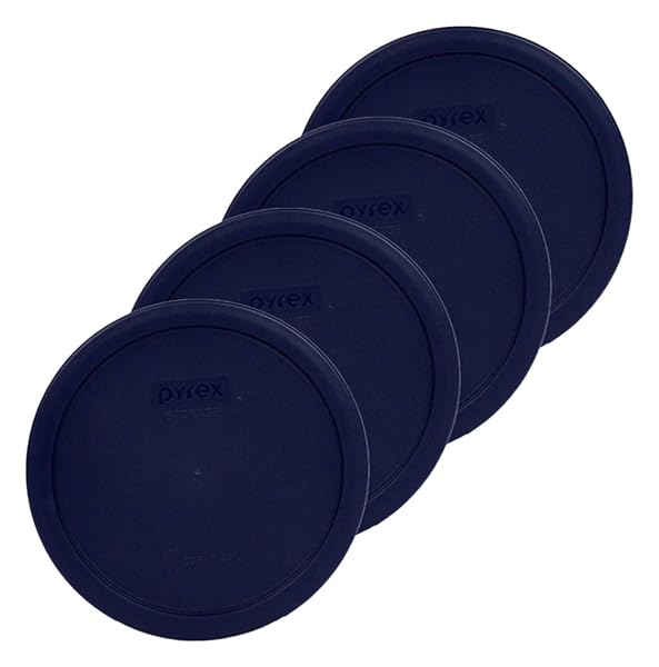 Pyrex Pyrex Bundle: 4-Piece Set with 7402-PC 6/7-Cup Blue Plastic Food Storage Lids - Durable & Versatile!