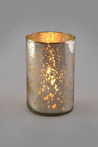 Serene Spaces Living Serene Spaces Living Antique Silver Cylinder Vase Vintage Handmade Mercury Glass 6 Inch Tall for Weddings Parties Events - View 3 of 7