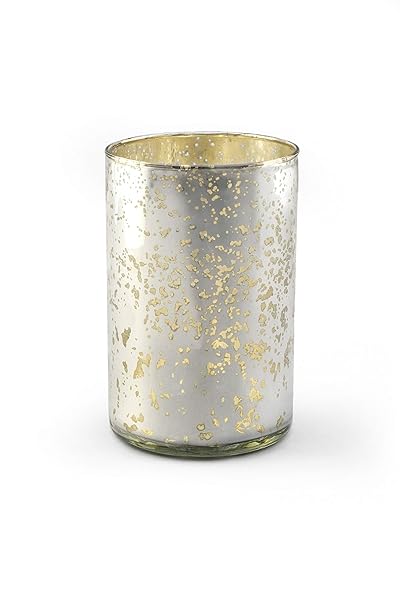 Serene Spaces Living Serene Spaces Living Antique Silver Cylinder Vase Vintage Handmade Mercury Glass 6 Inch Tall for Weddings Parties Events