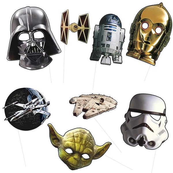 Unique Star Wars Photo Booth Props - 8 Multicolor Cardboard Accessories for Kids' Birthday & Themed Parties
