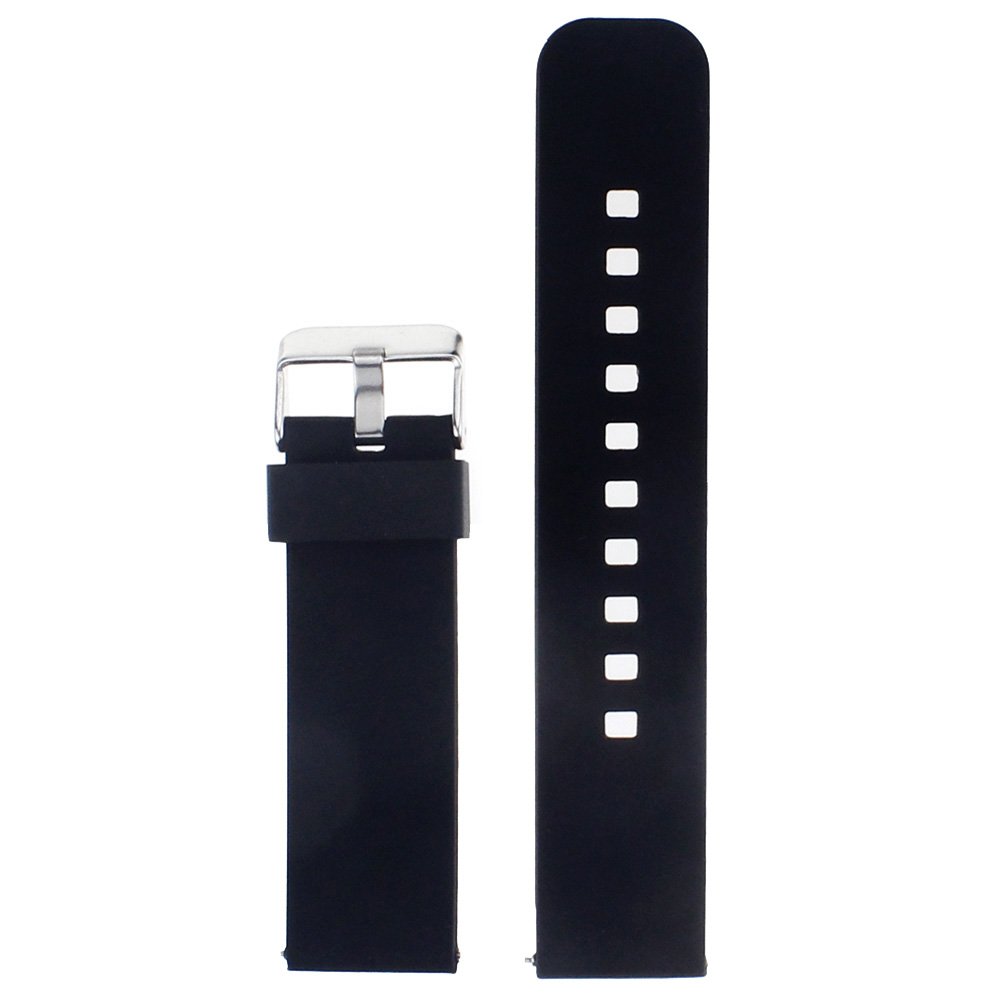 Pebble Time Smartwatch Band Replacement Silicone Strap with Metal Clasps Black Wristband Accessories