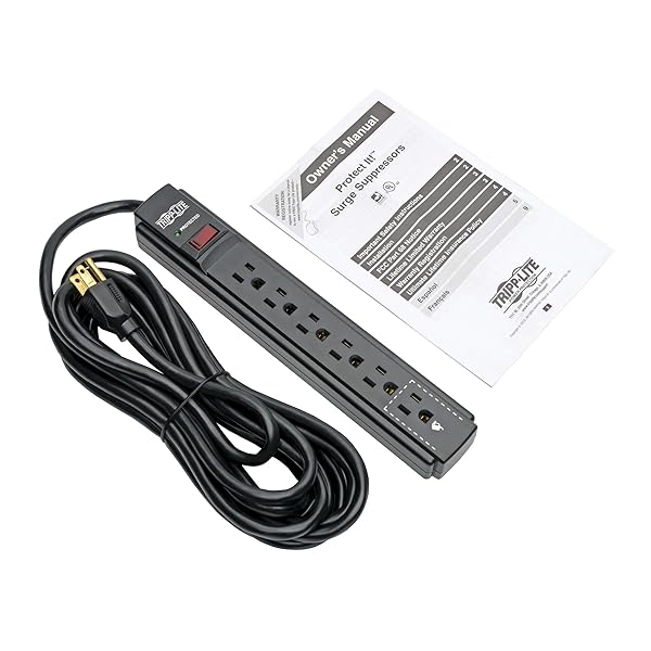 TRIPP LITE Tripp Lite 6 Outlet Surge Protector Power Strip with 15ft Cord 790 Joules Lifetime Warranty and 20K Insurance TLP615B - View 9 of 11