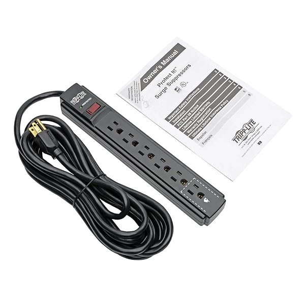 TRIPP LITE Tripp Lite 6 Outlet Surge Protector Power Strip with 15ft Cord 790 Joules Lifetime Warranty and 20K Insurance TLP615B - View 11 of 11