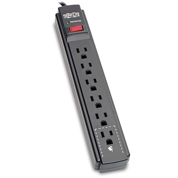 Tripp Lite 6 Outlet Surge Protector Power Strip with 15ft Cord 790 Joules Lifetime Warranty and 20K Insurance TLP615B