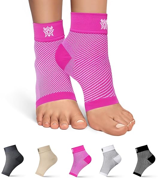 Bitly Bitly Compression Socks for Plantar Fasciitis - Arch Support & Heel Pain Relief for Men & Women (Pink, Large)