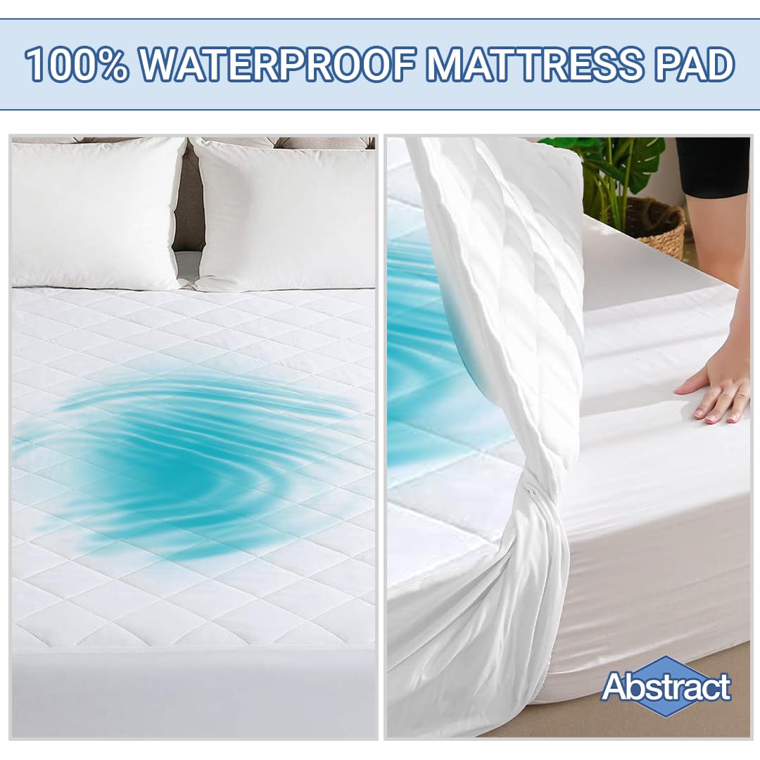 Abstract Abstract Waterproof Mattress Protector Quilted Fitted Cover for 33x75 Mattress Breathable Soft Pad for Twin Cot RV Bunk Camping Cot White - View 2 of 6