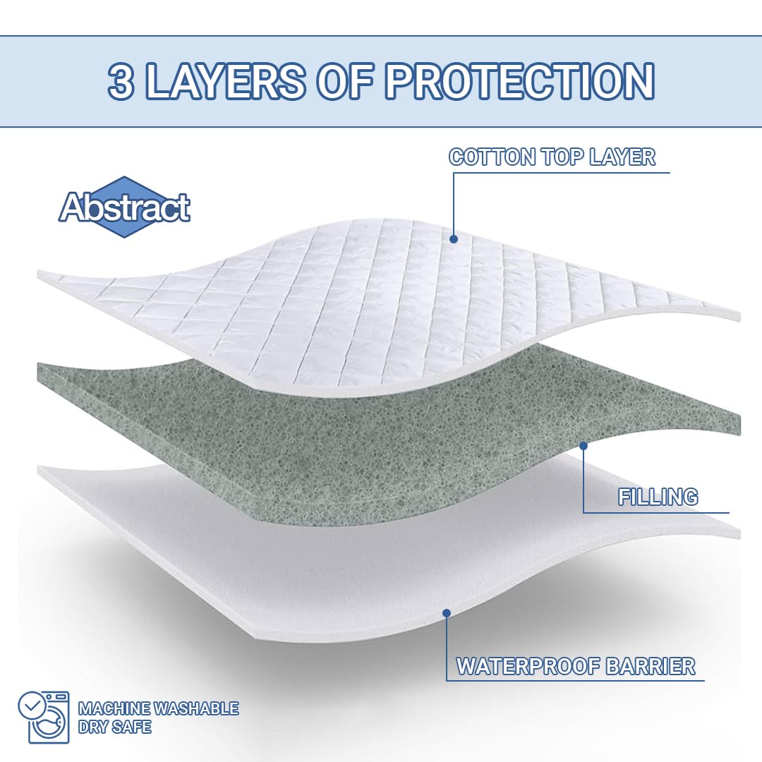 Abstract Abstract Waterproof Mattress Protector Quilted Fitted Cover for 33x75 Mattress Breathable Soft Pad for Twin Cot RV Bunk Camping Cot White - View 3 of 6